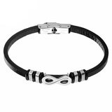 Bracelet Infini Homme Cuir et Acier Argenté - Mon Bracelet Homme