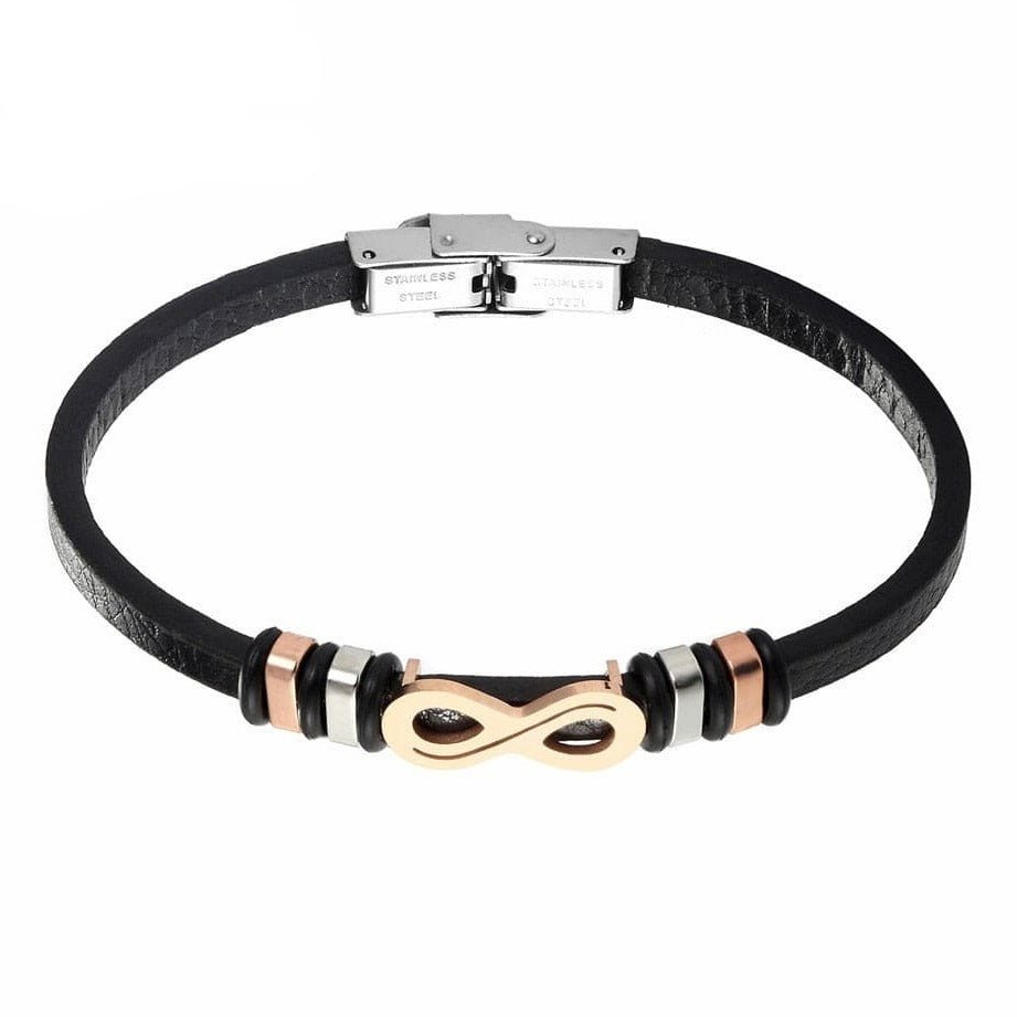 Bracelet Infini Homme Cuir et Acier Inoxydable - Mon Bracelet Homme