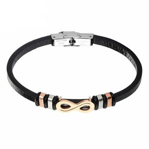 Bracelet Infini Homme Cuir et Acier Inoxydable - Mon Bracelet Homme