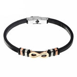 Bracelet Infini Homme Cuir et Acier Inoxydable