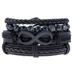 Bracelet Infini Homme Cuir Et Perle