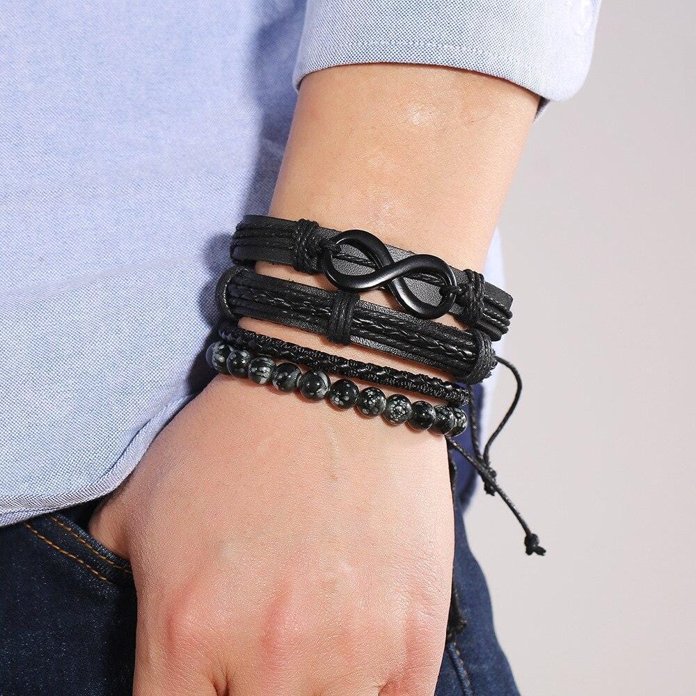 Bracelet Infini Homme Cuir Et Perle - Mon Bracelet Homme