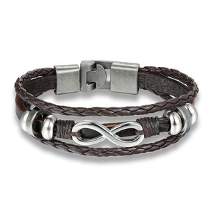 Bracelet Infini Marron Cuir et Alliage de Zinc - Mon Bracelet Homme