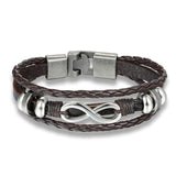 Bracelet Infini Marron Cuir et Alliage de Zinc