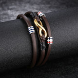 Bracelet infini Marron et Doré en Cuir pour Homme - Mon Bracelet Homme