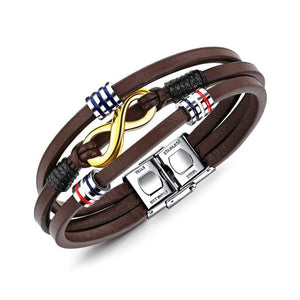 Bracelet infini Marron et Doré en Cuir pour Homme - Mon Bracelet Homme