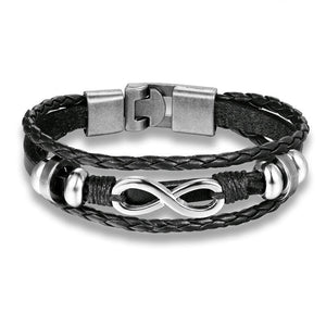 Bracelet Infini Noir Cuir et Alliage de Zinc - Mon Bracelet Homme