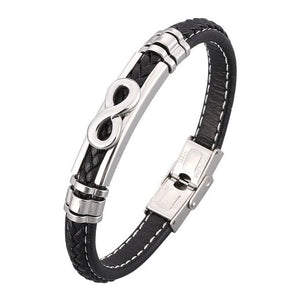 Bracelet Infini Noir en Cuir Synthétique pour Homme - Mon Bracelet Homme