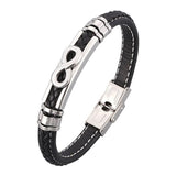 Bracelet Infini Noir en Cuir Synthétique pour Homme