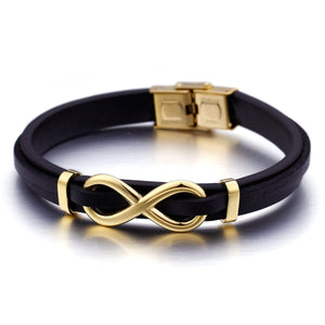 Bracelet Infini Noir et Doré en Cuir - Mon Bracelet Homme