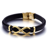 Bracelet Infini Noir et Doré en Cuir