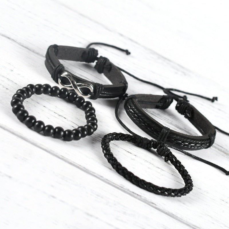 Bracelet Inifni Noir en Perle et en Corde - Mon Bracelet Homme