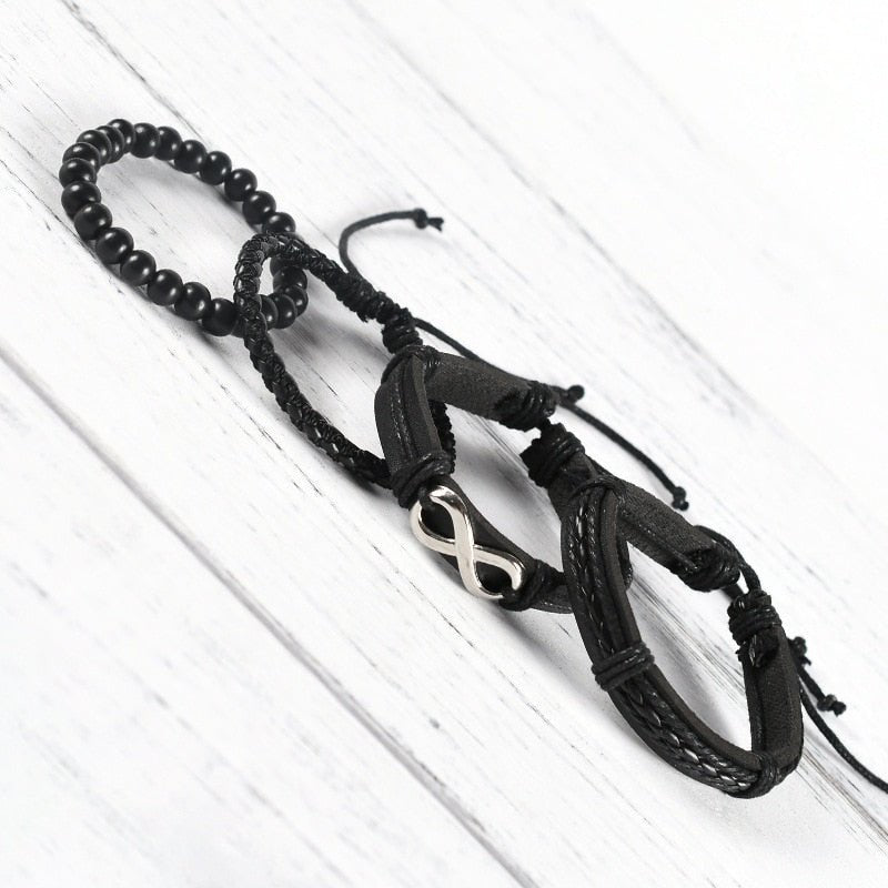 Bracelet Inifni Noir en Perle et en Corde - Mon Bracelet Homme