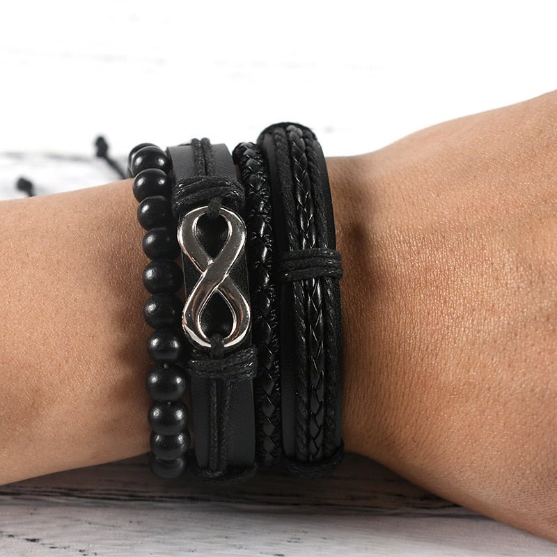 Bracelet Inifni Noir en Perle et en Corde - Mon Bracelet Homme