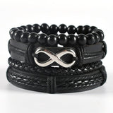 Bracelet Inifni Noir en Perle et en Corde