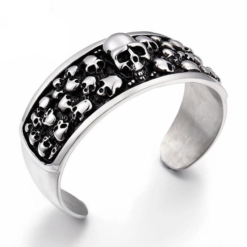 Bracelet Jonc Crâne Catacombes en Acier - Mon Bracelet Homme