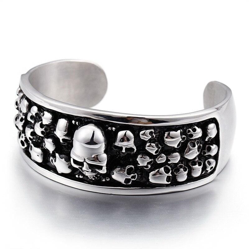 Bracelet Jonc Crâne Catacombes en Acier - Mon Bracelet Homme