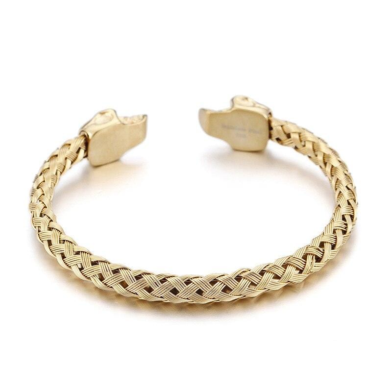 Bracelet Jonc Crâne Doré en Acier - Mon Bracelet Homme
