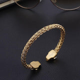 Bracelet Jonc Crâne Doré en Acier - Mon Bracelet Homme