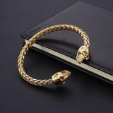 Bracelet Jonc Crâne Doré en Acier - Mon Bracelet Homme