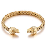 Bracelet Jonc Crâne Doré en Acier