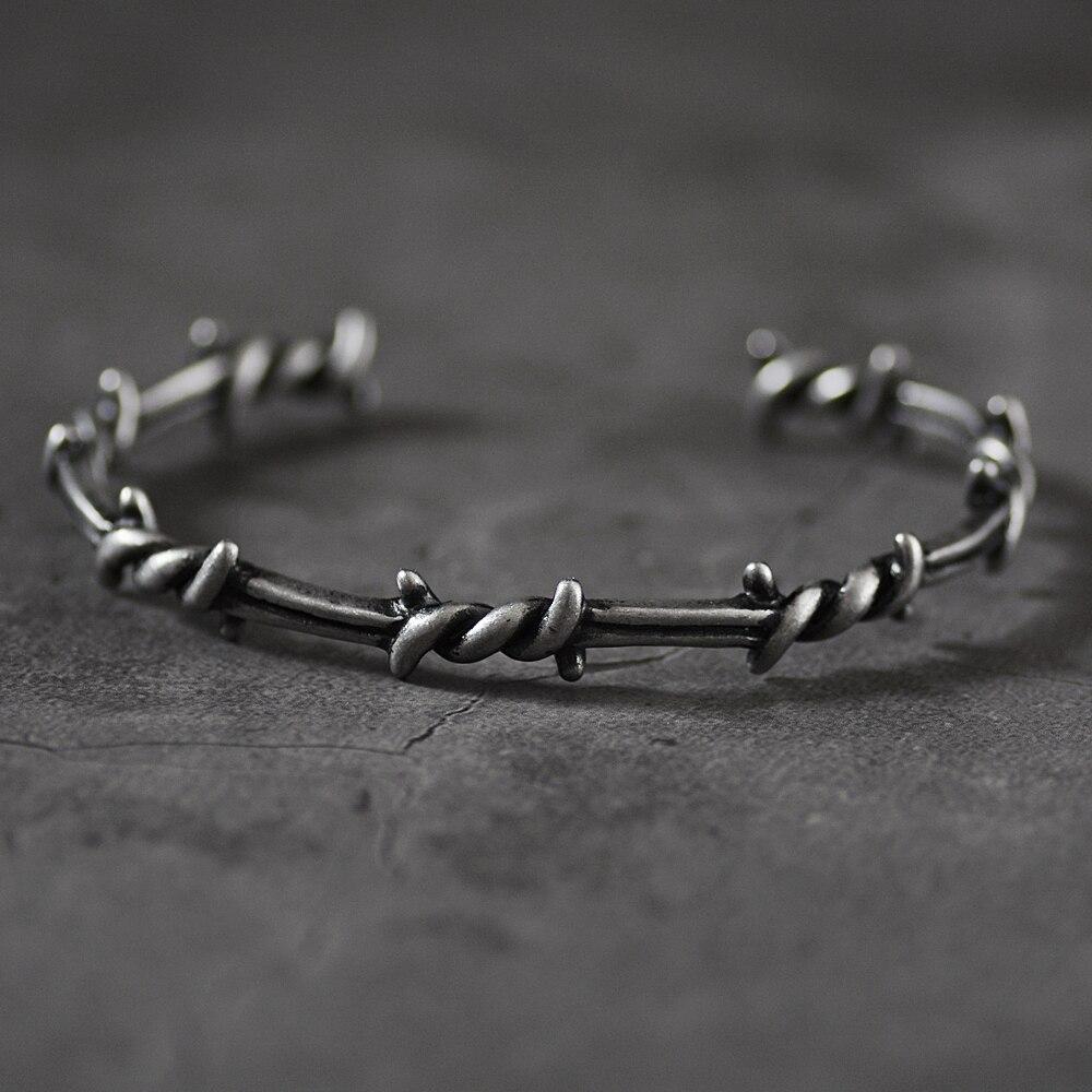 Bracelet Jonc Homme Barbelé en Acier - Mon Bracelet Homme