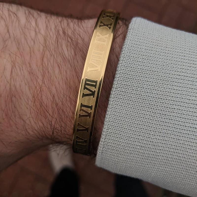 Bracelet Jonc Homme Chiffres Romain en Acier - Mon Bracelet Homme