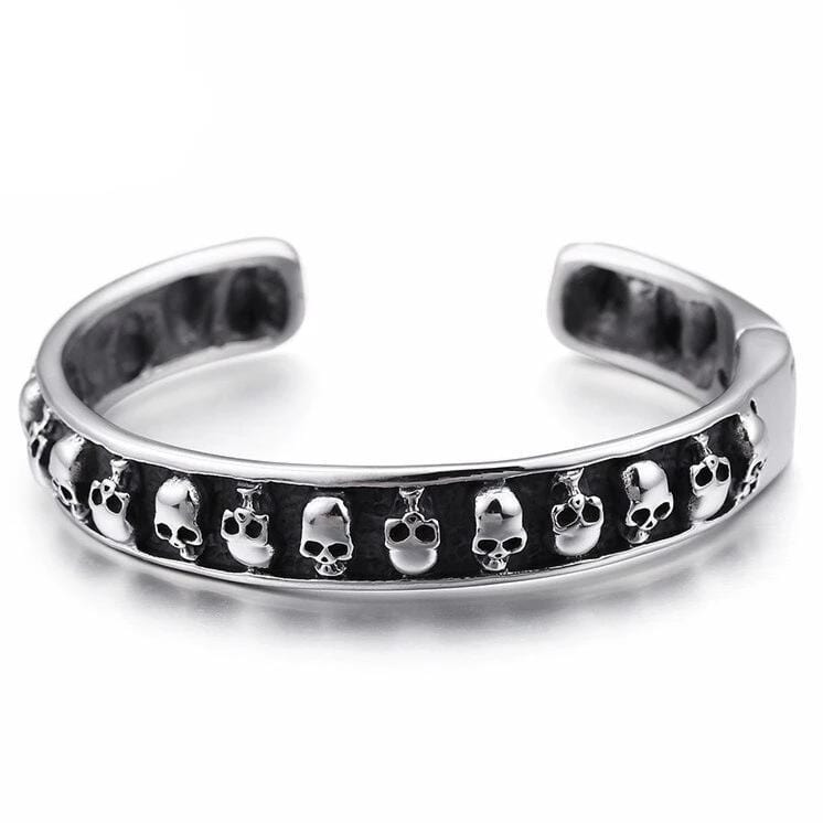 Bracelet Jonc Homme Crâne Inversé en Acier - Mon Bracelet Homme