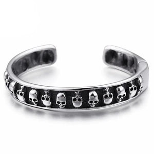 Bracelet Jonc Homme Crâne Inversé en Acier - Mon Bracelet Homme
