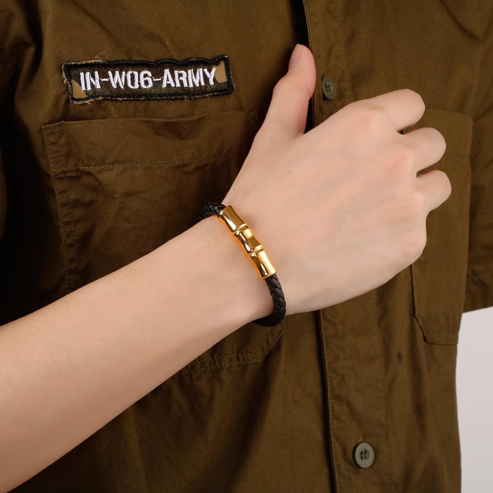 Bracelet Jonc Homme Cuir et Acier inoxydable - Mon Bracelet Homme