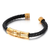 Bracelet Jonc Homme Cuir et Acier inoxydable - Mon Bracelet Homme