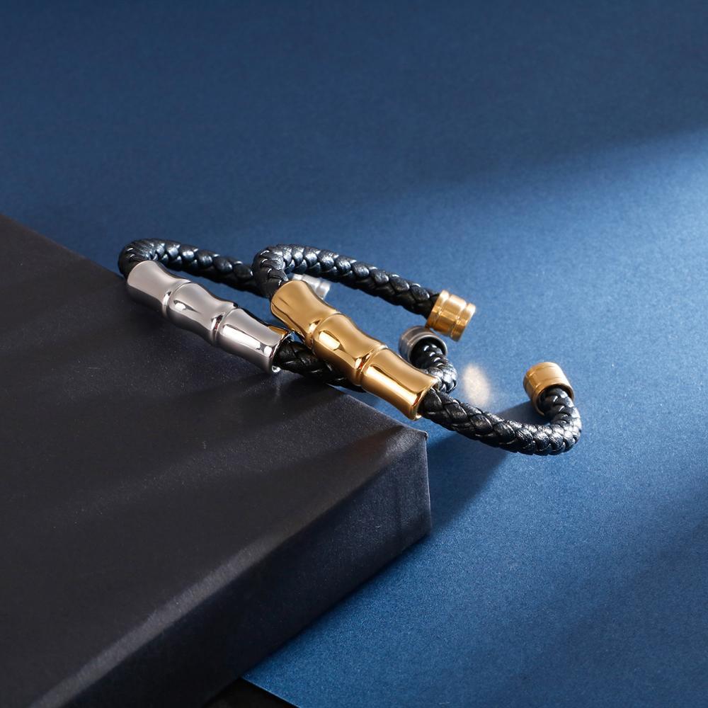 Bracelet Jonc Homme Cuir et Acier inoxydable - Mon Bracelet Homme