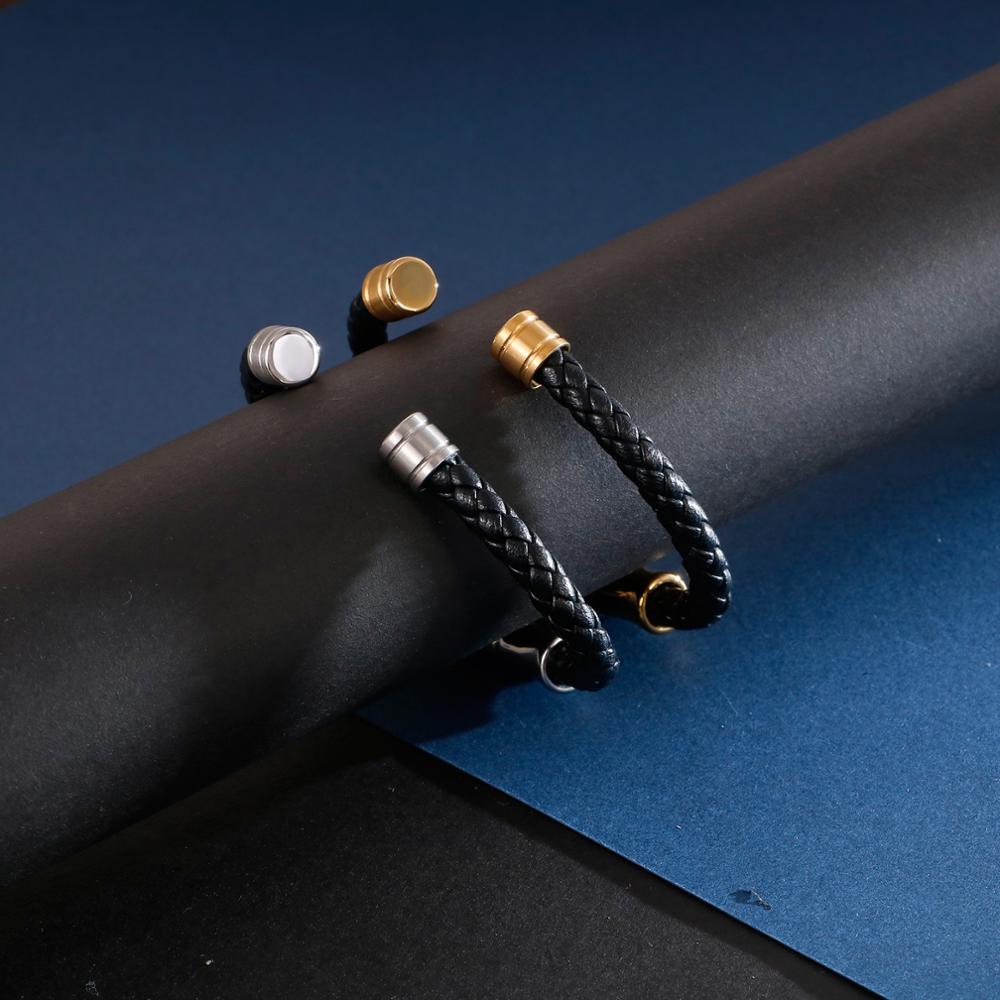Bracelet Jonc Homme Cuir et Acier inoxydable - Mon Bracelet Homme
