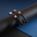 Bracelet Jonc Homme Cuir et Acier inoxydable - Mon Bracelet Homme