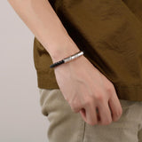 Bracelet Jonc Homme Cuir et Acier inoxydable - Mon Bracelet Homme