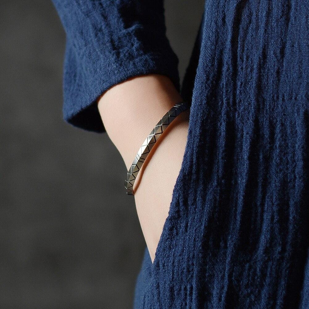 Bracelet Jonc Homme Formes Géométriques en Acier - Mon Bracelet Homme