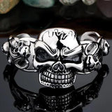 Bracelet Jonc Homme Gros Crâne en Acier - Mon Bracelet Homme