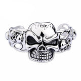 Bracelet Jonc Homme Gros Crâne en Acier - Mon Bracelet Homme