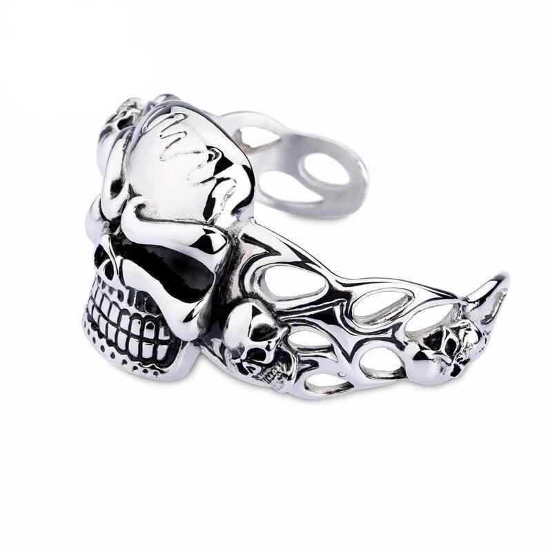Bracelet Jonc Homme Gros Crâne en Acier - Mon Bracelet Homme