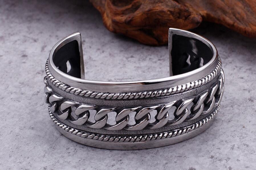 Bracelet Jonc Homme Large en Acier - Mon Bracelet Homme