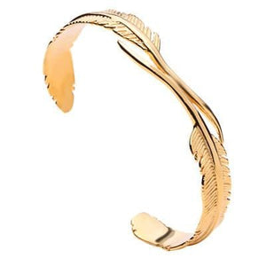 Bracelet Jonc Homme Plume Dorée en Acier - Mon Bracelet Homme