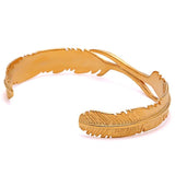 Bracelet Jonc Homme Plume Dorée en Acier