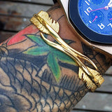 Bracelet Jonc Homme Plume Dorée en Acier - Mon Bracelet Homme