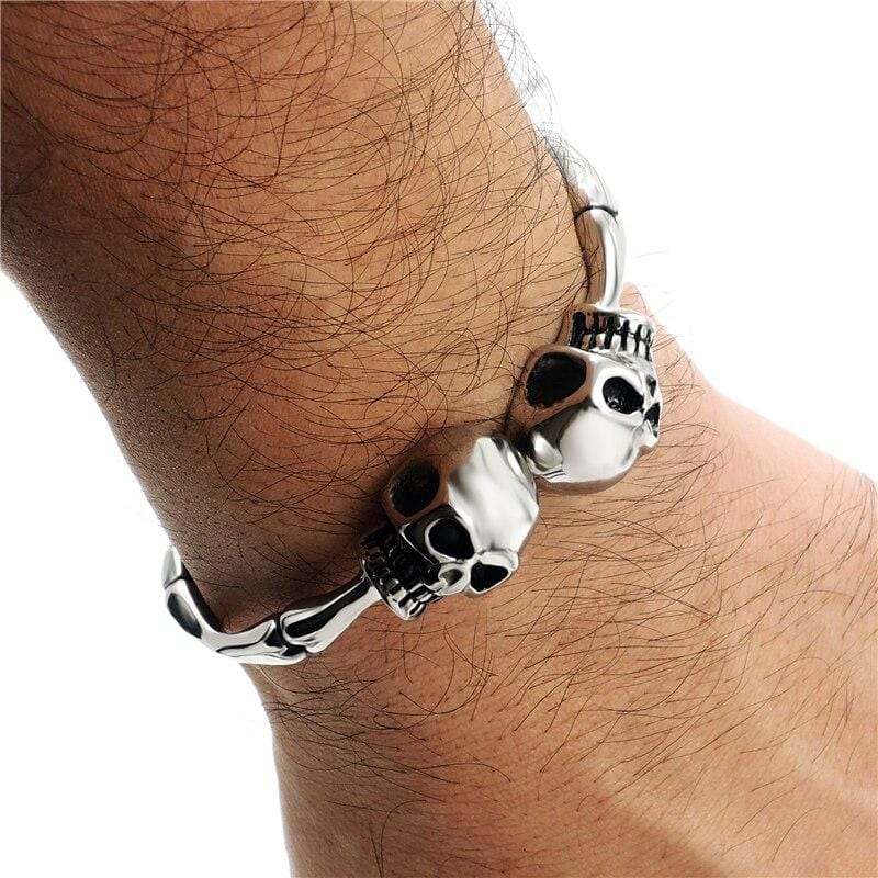 Bracelet Jonc Homme Squelette en Acier - Mon Bracelet Homme