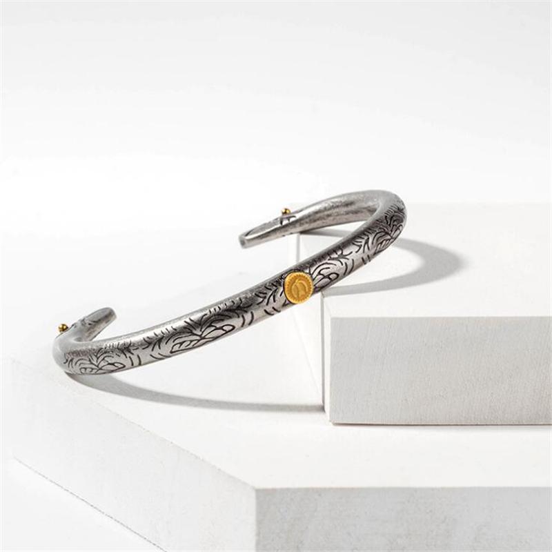 Bracelet Jonc Homme Style "Ancien" en Acier - Mon Bracelet Homme