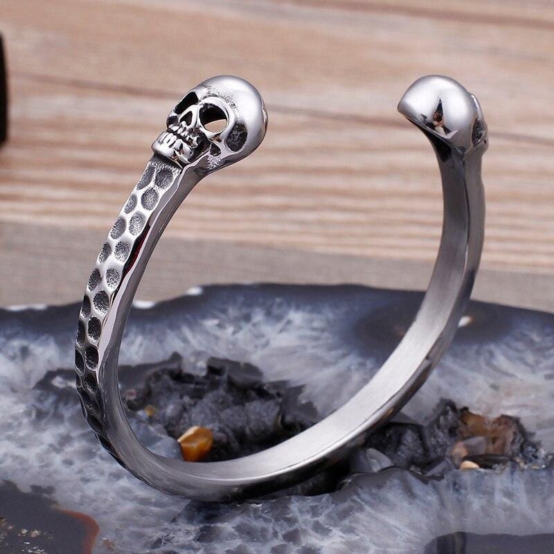 Bracelet Jonc Homme Tâches Noires en Acier - Mon Bracelet Homme