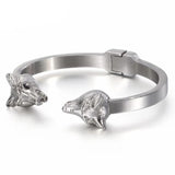Bracelet Jonc Homme Tête de Loup en Acier - Mon Bracelet Homme