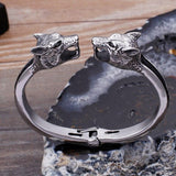 Bracelet Jonc Homme Tête de Loup en Acier - Mon Bracelet Homme
