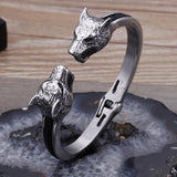 Bracelet Jonc Homme Tête de Loup en Acier - Mon Bracelet Homme