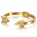 Bracelet Jonc Homme Tête de Loup en Acier - Mon Bracelet Homme